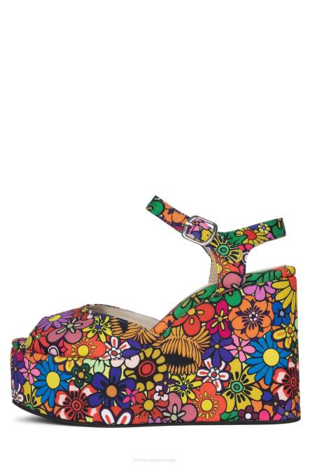 Jeffrey Campbell duizelingwekkend NDHB965 platform sandaal multi bloemen vrouwen