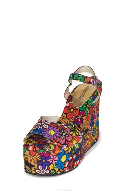 Jeffrey Campbell duizelingwekkend NDHB965 platform sandaal multi bloemen vrouwen