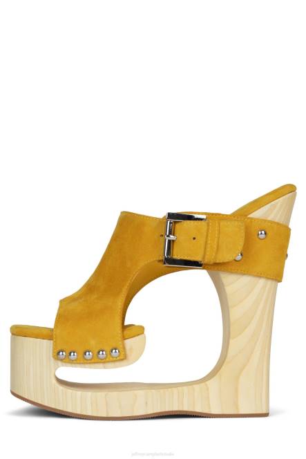 Jeffrey Campbell etherisch NDHB923 platform sandaal mosterd suède vrouwen