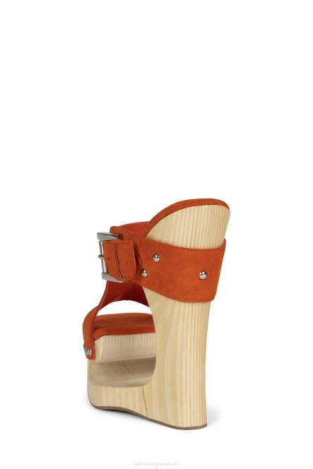 Jeffrey Campbell etherisch NDHB924 platform sandaal oranje suède vrouwen
