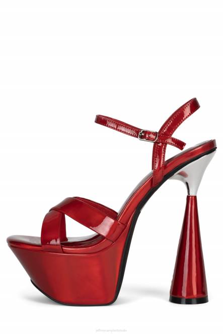 Jeffrey Campbell evolueert NDHB1038 platform sandaal rood iriserend zilver vrouwen