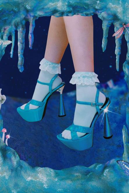 Jeffrey Campbell evolueert NDHB1039 platform sandaal blauw iriserend zilver vrouwen