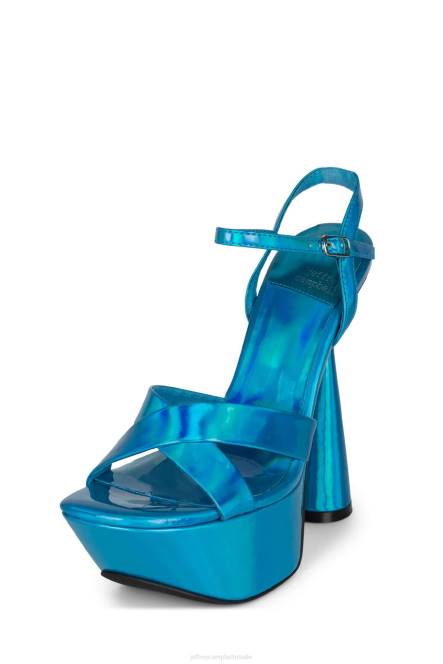 Jeffrey Campbell evolueert NDHB1039 platform sandaal blauw iriserend zilver vrouwen