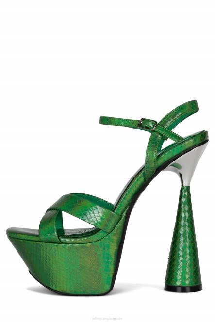Jeffrey Campbell evolueert NDHB1040 platform sandaal groene slang zilver vrouwen