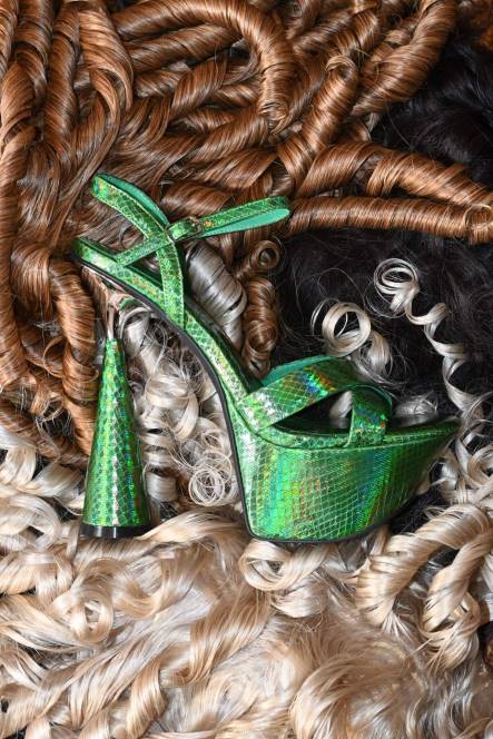 Jeffrey Campbell evolueert NDHB1040 platform sandaal groene slang zilver vrouwen