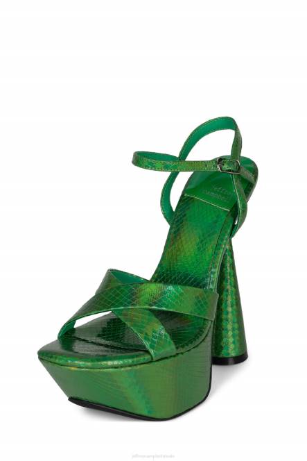Jeffrey Campbell evolueert NDHB1040 platform sandaal groene slang zilver vrouwen