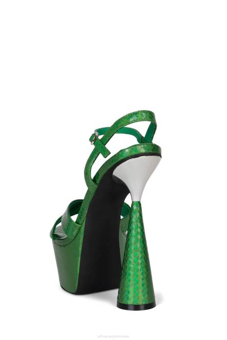 Jeffrey Campbell evolueert NDHB1040 platform sandaal groene slang zilver vrouwen