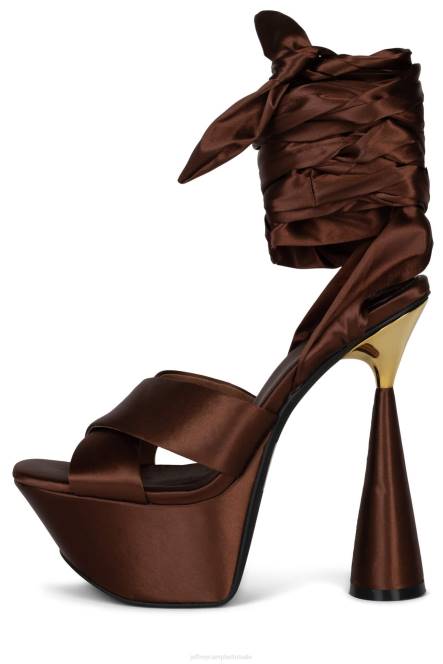 Jeffrey Campbell fel NDHB1028 platform sandaal bruin satijn goud vrouwen