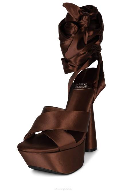 Jeffrey Campbell fel NDHB1028 platform sandaal bruin satijn goud vrouwen