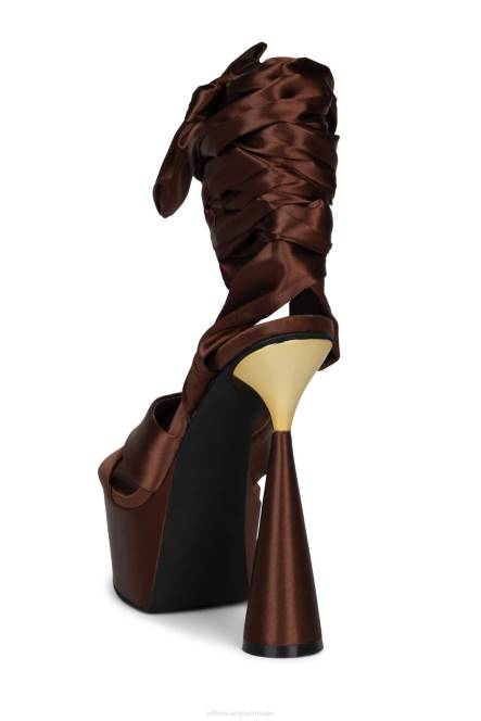 Jeffrey Campbell fel NDHB1028 platform sandaal bruin satijn goud vrouwen