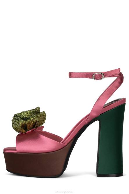 Jeffrey Campbell fresia NDHB1024 platform sandaal bruin roze satijn vrouwen