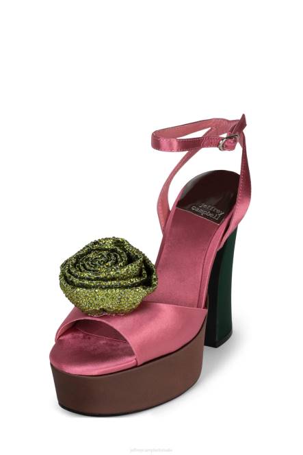 Jeffrey Campbell fresia NDHB1024 platform sandaal bruin roze satijn vrouwen