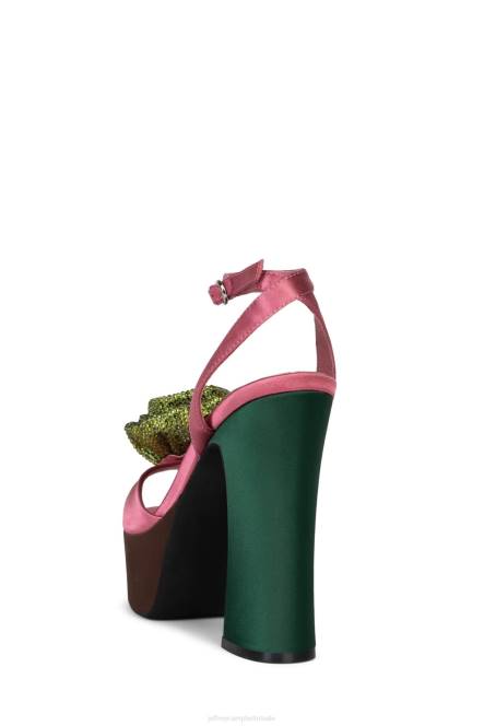 Jeffrey Campbell fresia NDHB1024 platform sandaal bruin roze satijn vrouwen