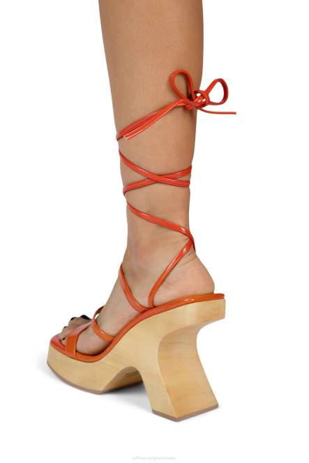 Jeffrey Campbell gevoel NDHB117 platform sandaal oranje gekreukt patent vrouwen