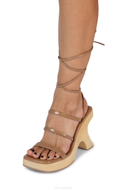 Jeffrey Campbell gevoel NDHB118 platform sandaal donker natuurlijk gekreukt patent vrouwen
