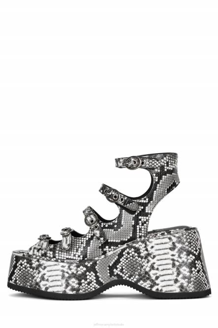 Jeffrey Campbell golflengte NDHB225 platform sandaal grijze zwarte slang vrouwen