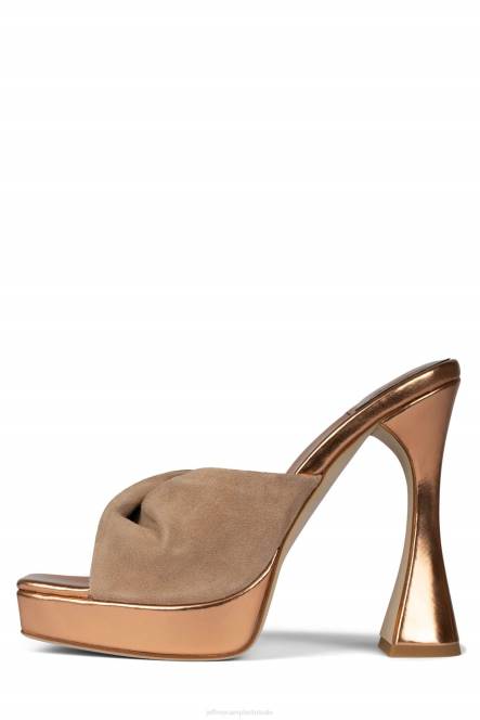 Jeffrey Campbell hollyraar NDHB1123 platform sandaal roségoud natuurlijk suède vrouwen