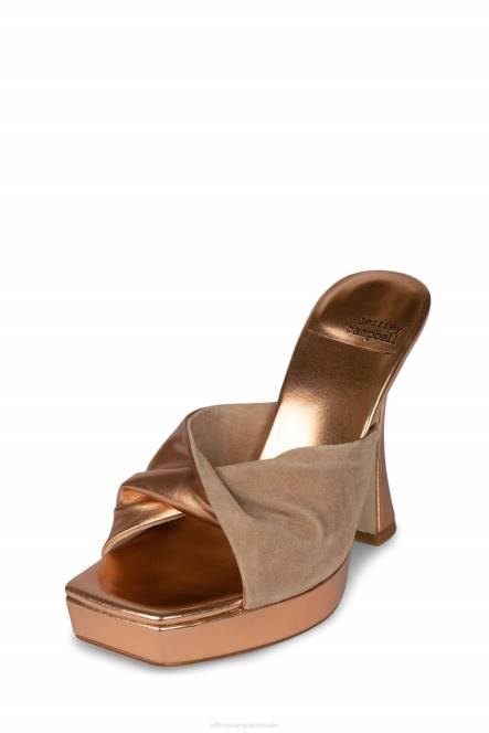 Jeffrey Campbell hollyraar NDHB1123 platform sandaal roségoud natuurlijk suède vrouwen