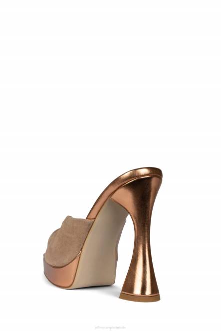 Jeffrey Campbell hollyraar NDHB1123 platform sandaal roségoud natuurlijk suède vrouwen