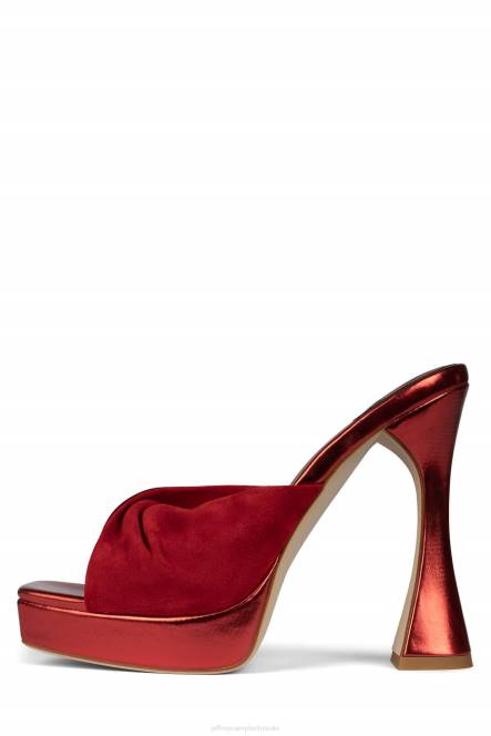 Jeffrey Campbell hollyraar NDHB1124 platform sandaal rood metallic rood suède vrouwen