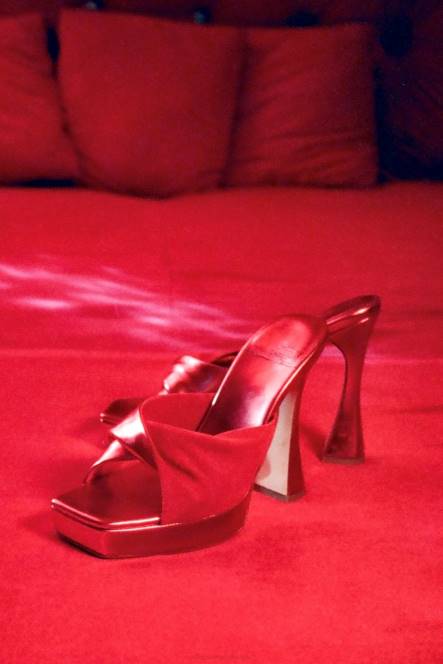 Jeffrey Campbell hollyraar NDHB1124 platform sandaal rood metallic rood suède vrouwen