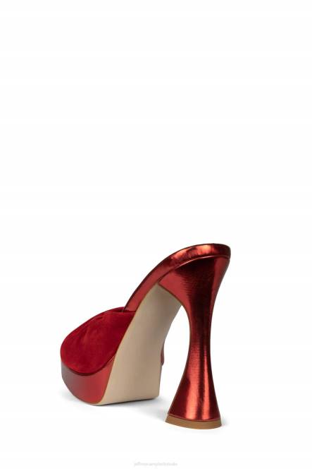 Jeffrey Campbell hollyraar NDHB1124 platform sandaal rood metallic rood suède vrouwen
