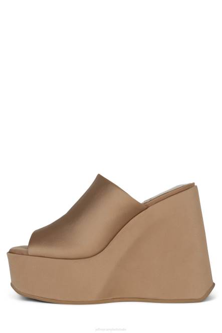 Jeffrey Campbell hoog NDHB1220 platform sandaal donkerbeige satijn vrouwen
