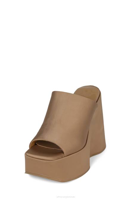 Jeffrey Campbell hoog NDHB1220 platform sandaal donkerbeige satijn vrouwen
