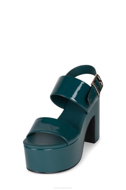 Jeffrey Campbell humeurig NDHB1076 platform sandaal blauwgroen patent vrouwen
