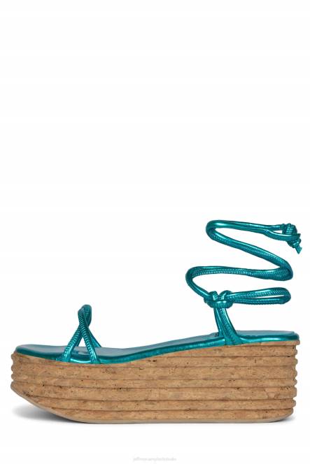Jeffrey Campbell kamille NDHB1167 platform sandaal aqua-metallic vrouwen