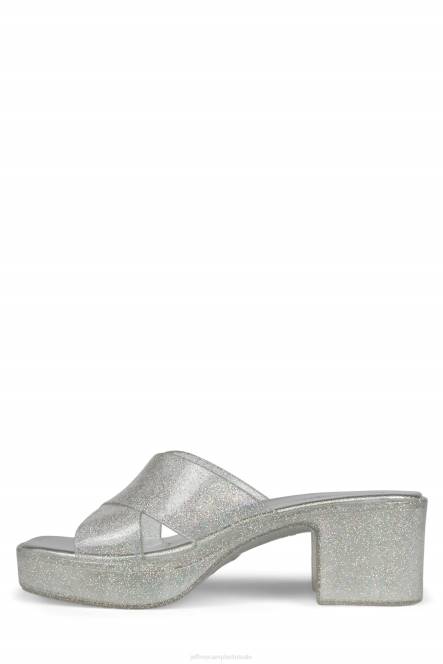 Jeffrey Campbell kauwgom NDHB140 platform sandaal zilveren iriserende glitter vrouwen