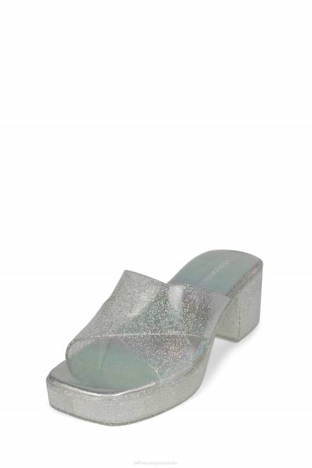 Jeffrey Campbell kauwgom NDHB140 platform sandaal zilveren iriserende glitter vrouwen