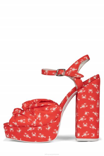 Jeffrey Campbell knoop-2day NDHB1198 platform sandaal rode kreeftenkrab print vrouwen
