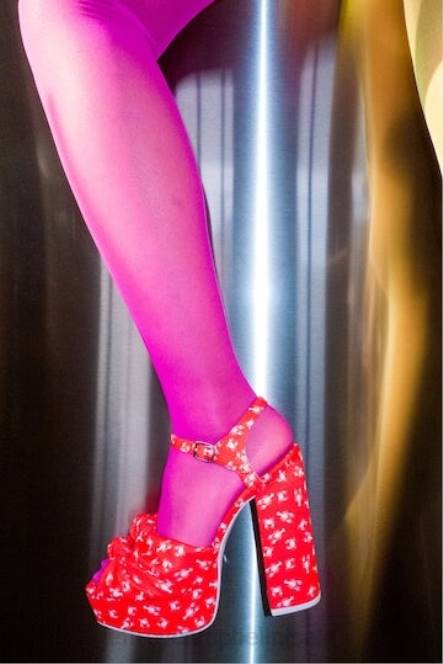 Jeffrey Campbell knoop-2day NDHB1198 platform sandaal rode kreeftenkrab print vrouwen
