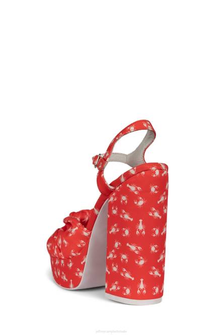 Jeffrey Campbell knoop-2day NDHB1198 platform sandaal rode kreeftenkrab print vrouwen
