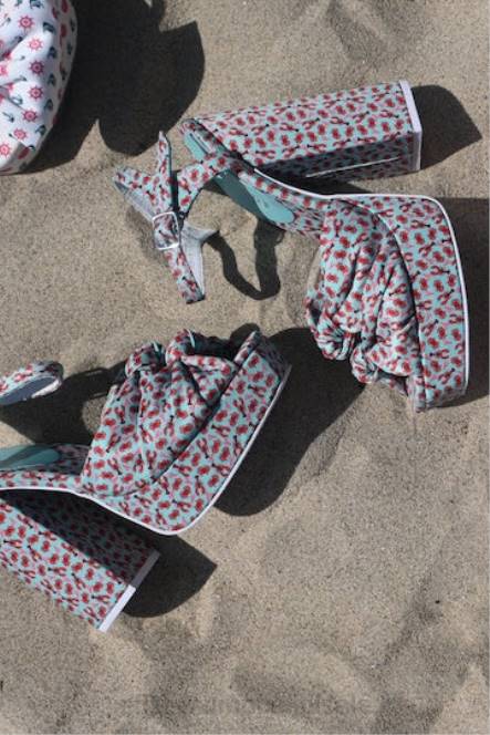 Jeffrey Campbell knoop-2day NDHB1199 platform sandaal aqua rode kreeft print vrouwen