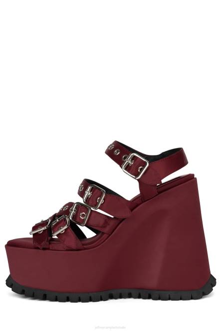 Jeffrey Campbell leegte NDHB1085 platform sandaal rood satijn vrouwen