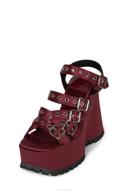 Jeffrey Campbell leegte NDHB1085 platform sandaal rood satijn vrouwen