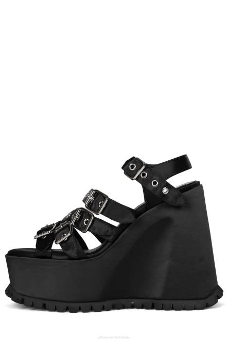 Jeffrey Campbell leegte NDHB1087 platform sandaal zwart satijn vrouwen