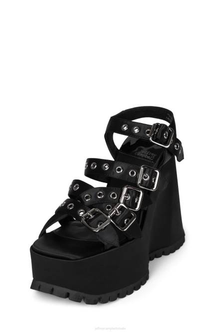 Jeffrey Campbell leegte NDHB1087 platform sandaal zwart satijn vrouwen