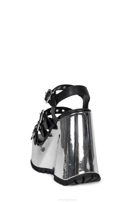 Jeffrey Campbell leegte NDHB946 platform sandaal zwart zilver metallic vrouwen