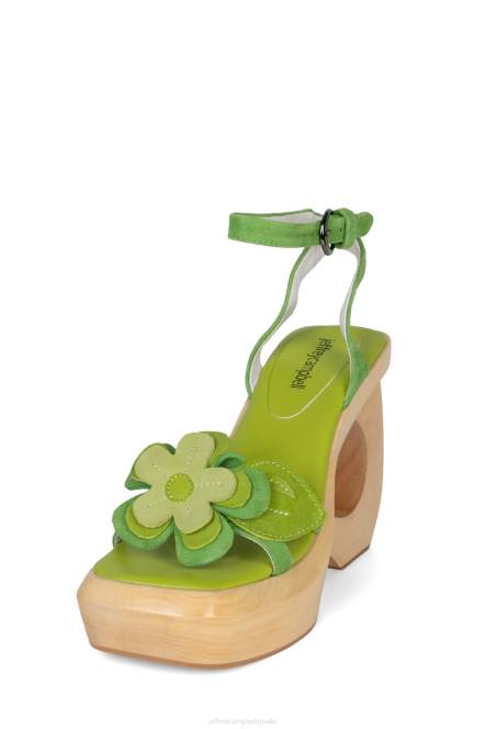 Jeffrey Campbell mahana NDHB982 platform sandaal groene suède combi vrouwen