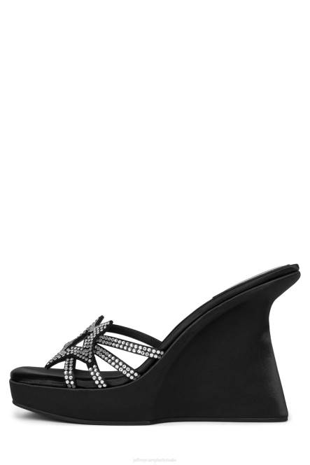 Jeffrey Campbell megaster NDHB984 platform sandaal zwart satijn zilver vrouwen