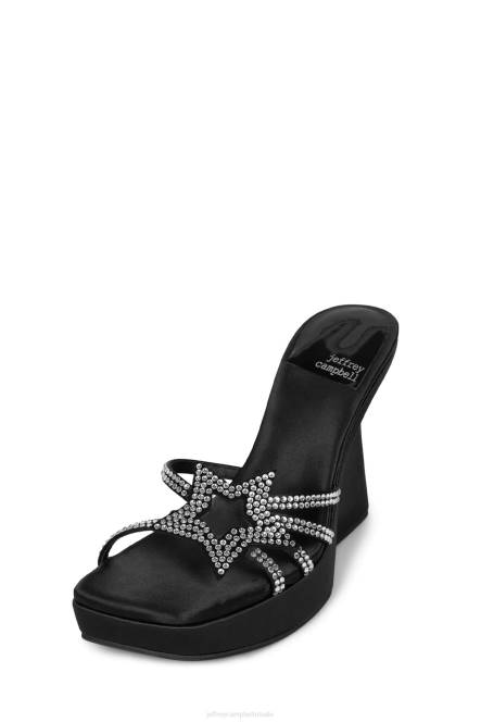 Jeffrey Campbell megaster NDHB984 platform sandaal zwart satijn zilver vrouwen