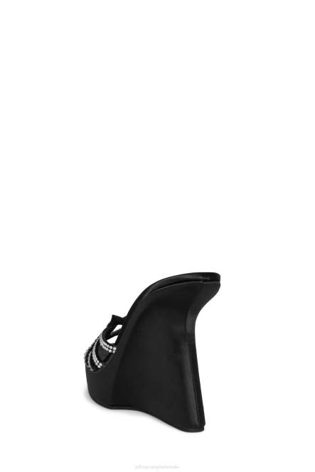 Jeffrey Campbell megaster NDHB984 platform sandaal zwart satijn zilver vrouwen