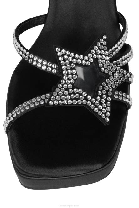 Jeffrey Campbell megaster NDHB984 platform sandaal zwart satijn zilver vrouwen