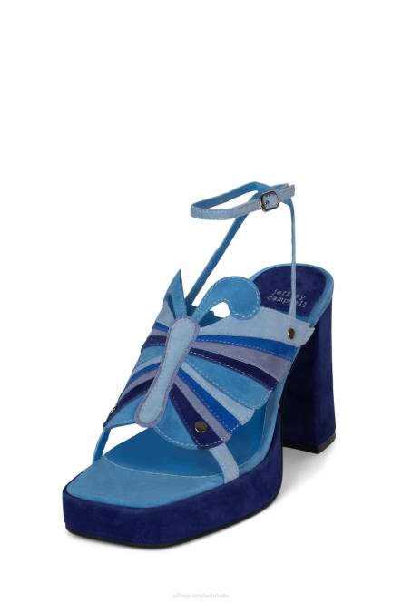 Jeffrey Campbell monarch-l NDHB988 platform sandaal blauwe suède combi vrouwen