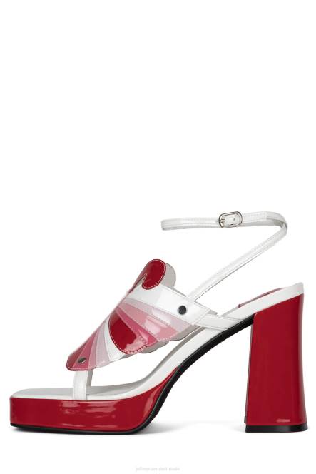 Jeffrey Campbell monarch-l NDHB989 platform sandaal rood lak wit multi vrouwen