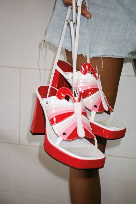 Jeffrey Campbell monarch-l NDHB989 platform sandaal rood lak wit multi vrouwen