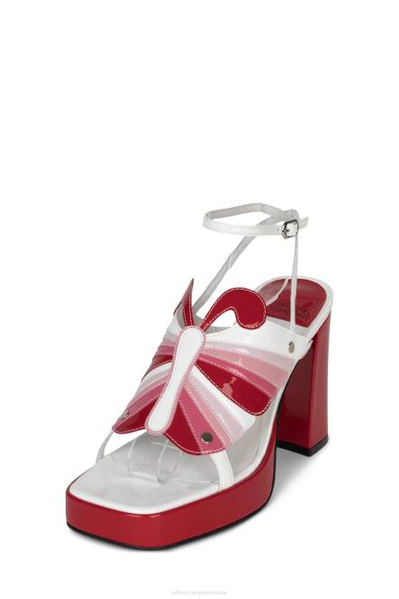 Jeffrey Campbell monarch-l NDHB989 platform sandaal rood lak wit multi vrouwen